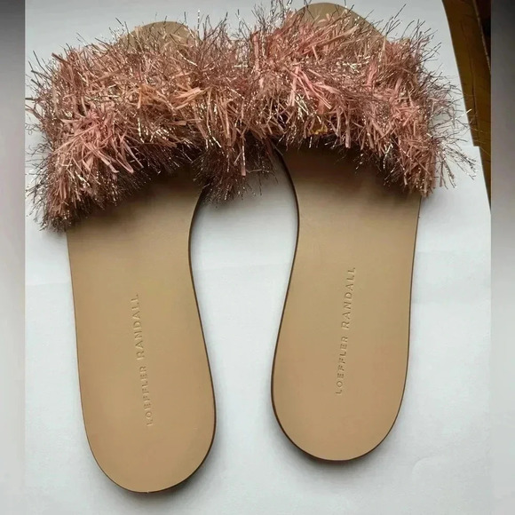 NWOT LOEFFLER RANDALL Katie Raffia Plank Slide in Ballet & Rose Gold size 9 - Picture 3 of 12
